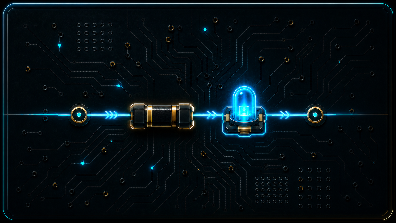 Stylised series resistor and illuminated LED