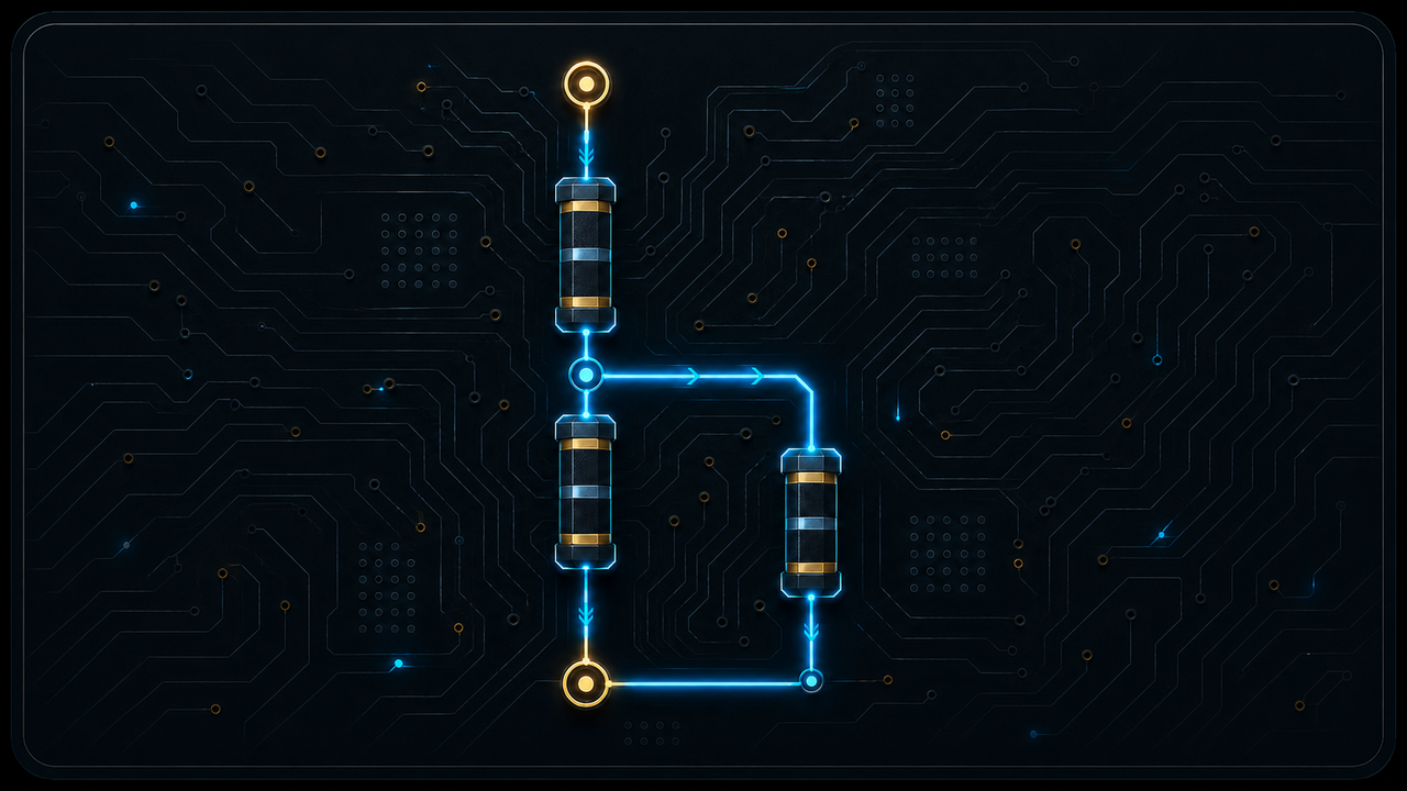 Stylised loaded voltage-divider circuit