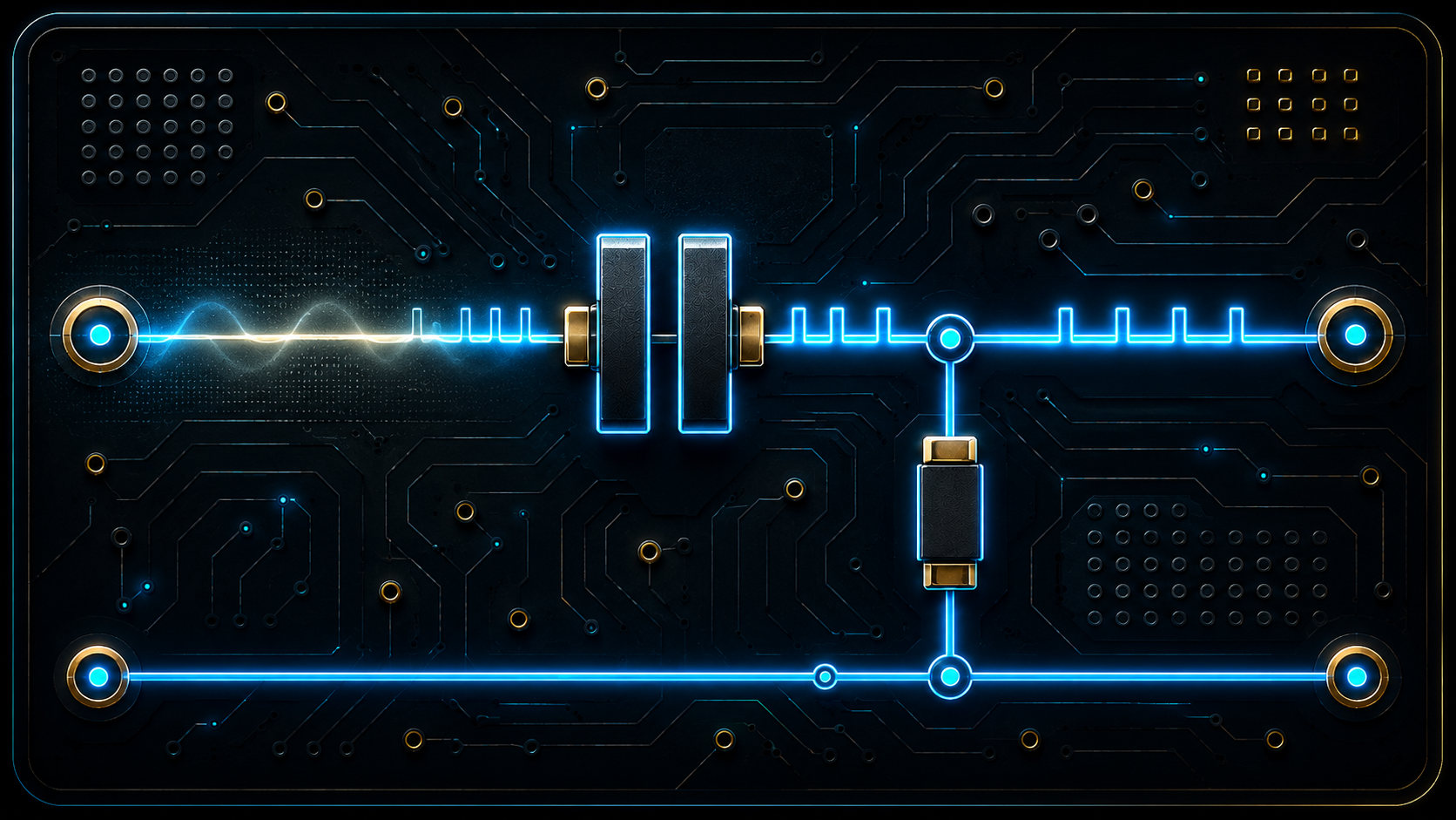 Stylised RC high-pass and AC-coupling circuit