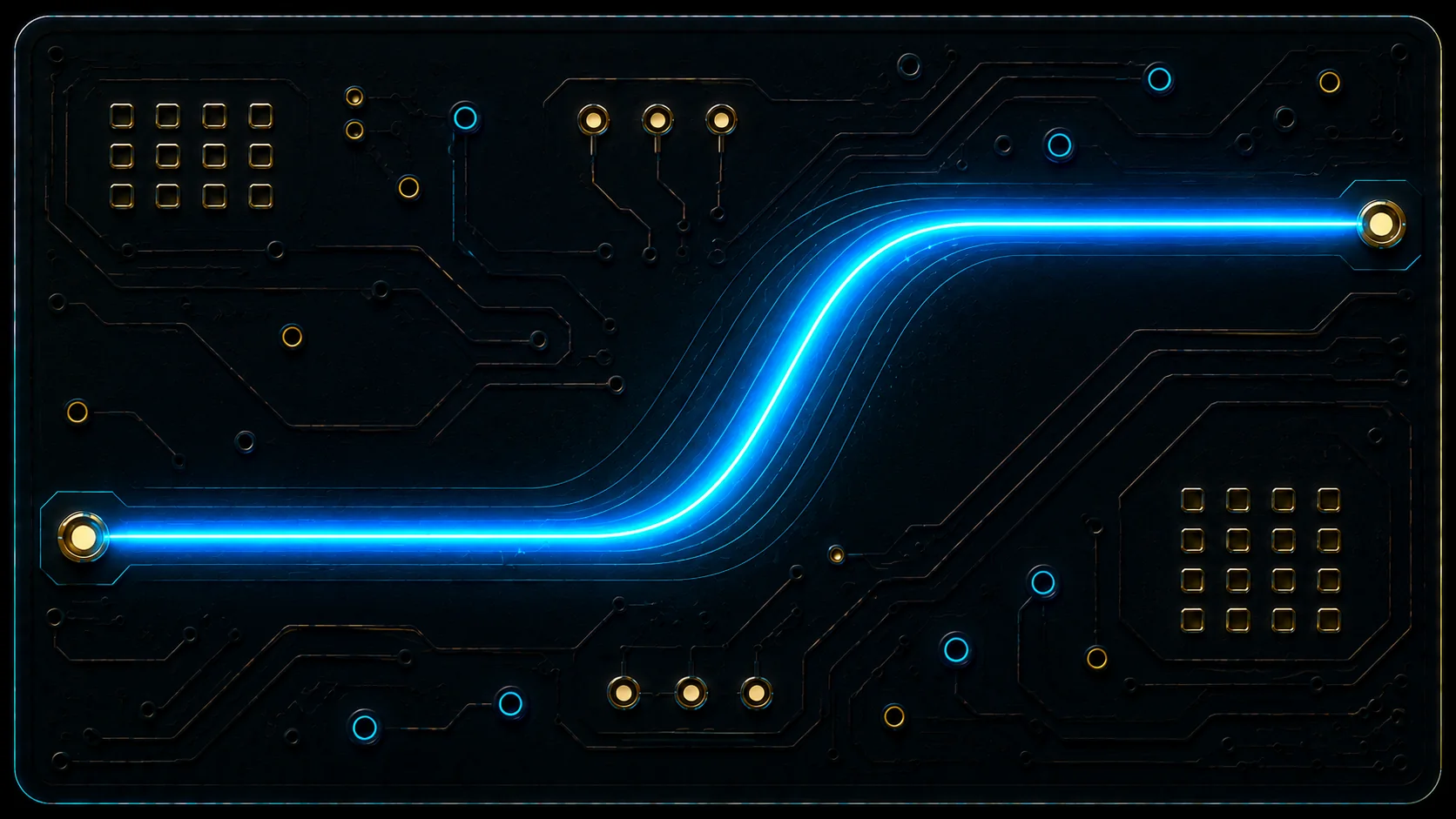 Stylised circuit board with a fast rising signal edge