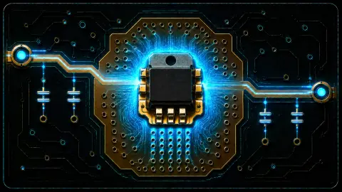 Stylised linear regulator thermal path showing junction temperature and heat flow