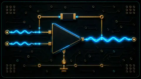 Stylised op-amp gain circuit with feedback resistor network
