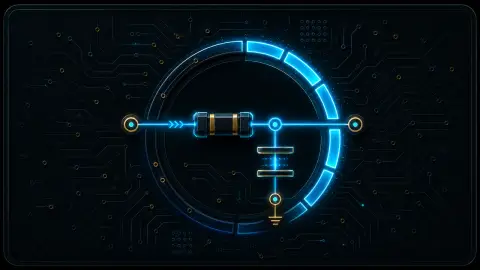 Stylised resistor-capacitor circuit with a timing dial