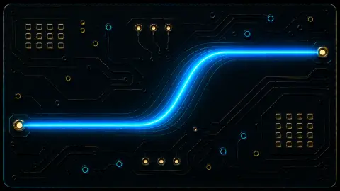 Stylised circuit board with a fast rising signal edge